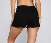 Short en jean taille haute à lacets